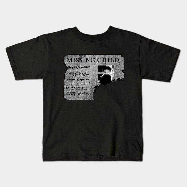 MISSING CHILD Kids T-Shirt by gamesbylum